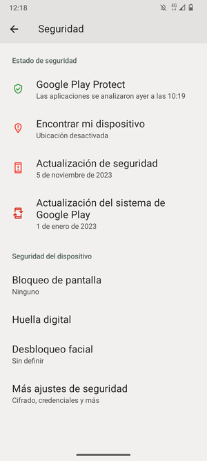 Para cambiar el PIN de la tarjeta SIM,  vaya al menú Seguridad y  seleccione Más ajustes de seguridad