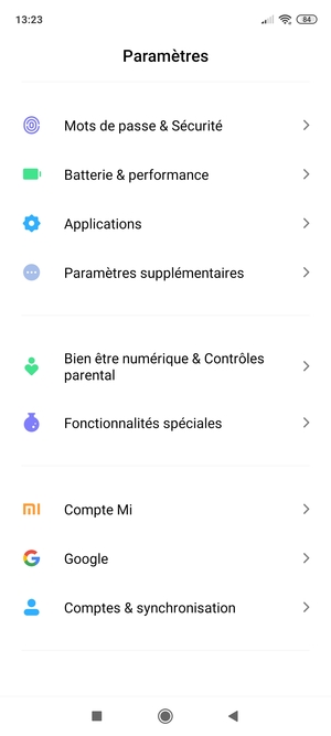 Faites défiler et sélectionnez Mots de passe & Sécurité