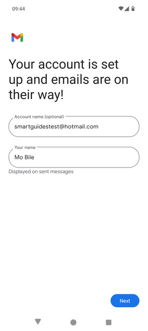 Give your account a name and enter your name. Select Next