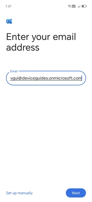 Enter your Email address and  select Set up manually