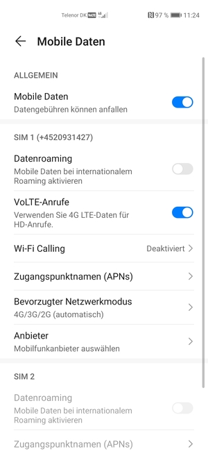 Um das Netzwerk zu wechseln, falls Probleme auftreten, wählen Sie Anbieter
