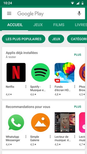 Sélectionnez la barre de Recherche