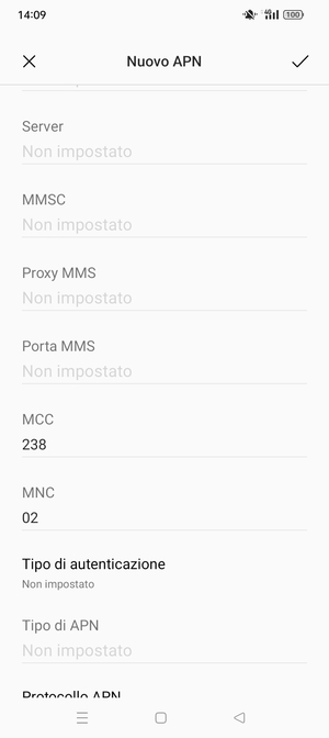 Scorri verso il basso e inserisci le informazioni di internet