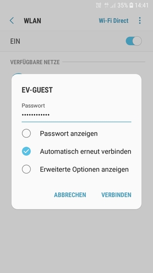 Geben Sie das WLAN-Passwort ein und wählen Sie VERBINDEN