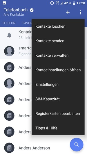 Wählen Sie Kontakte verwalten