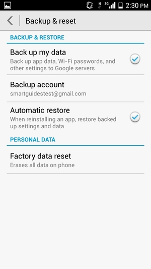 Select Backup account