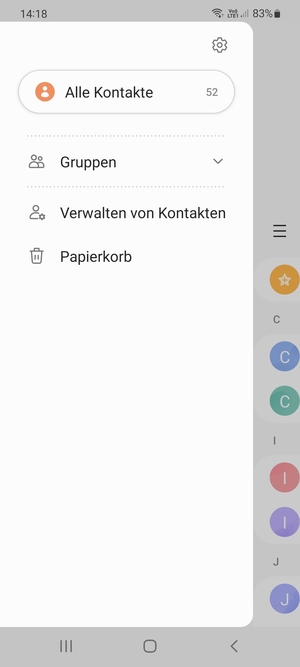 Wählen Sie Verwalten von Kontakten