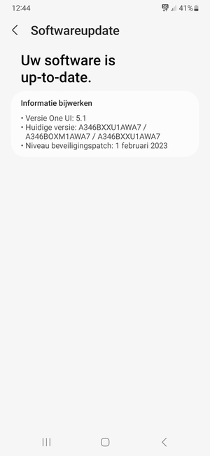 Als uw telefoon up-to-date is, zult u het volgende scherm zien