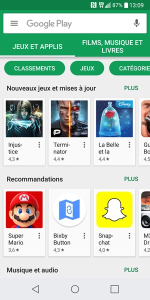 Sélectionnez la barre de Recherche