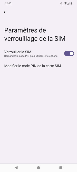 Sélectionnez Modifier le code PIN de la carte SIM