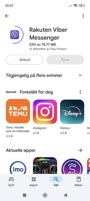 Vent til installasjonen er ferdig