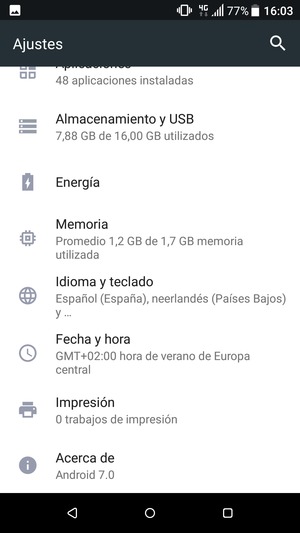 Desplácese y seleccione Acerca