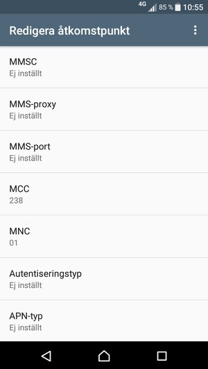 Scrolla ner och ange MMS-information