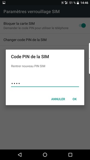 Veuillez confirmer votre nouveau PIN SIM et sélectionner OK