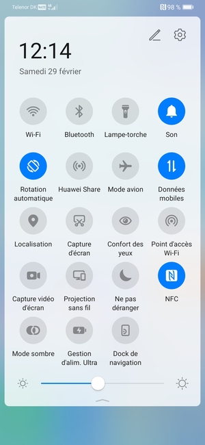 Sélectionnez le bouton Paramètres