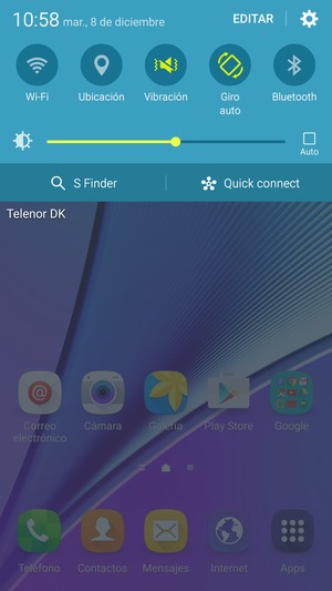 Seleccione Vibración para cambiar al modo silencio