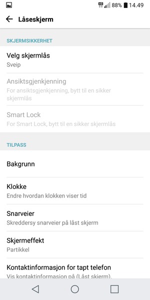 Velg Velg skjermlås