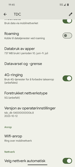 Bla til og velg Foretrukket nettverkstype