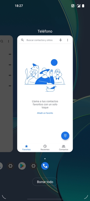 Seleccione Borrar todo para cerrar todas las aplicaciones en ejecución