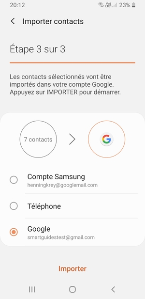 Sélectionnez Importer