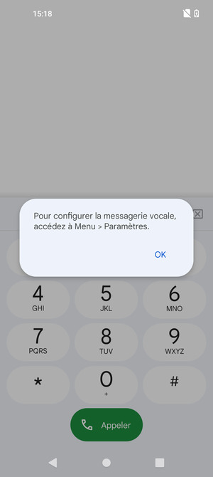 Si votre messagerie vocale n'est pas configurée, sélectionnez OK