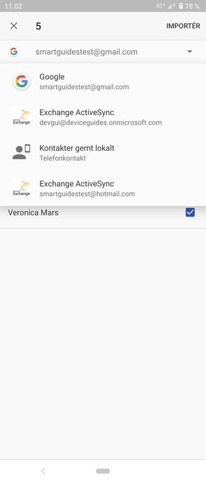 Vælg din Google konto