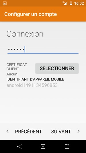Saisissez votre mot de passe et sélectionnez SUIVANT