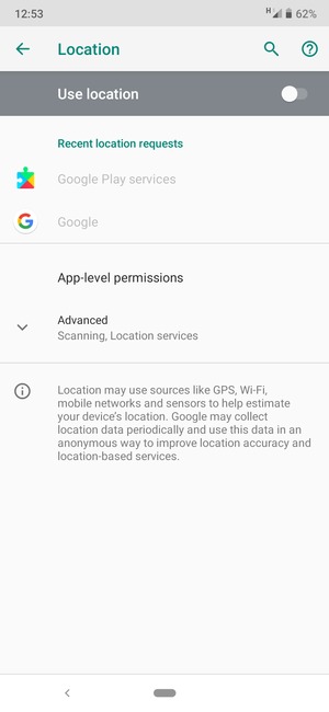 Turn off Use location