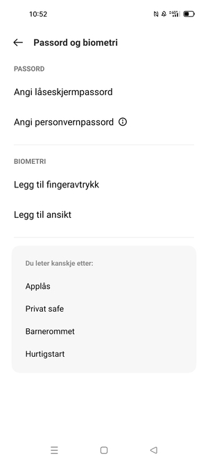 Velg Angi låseskjermpassord
