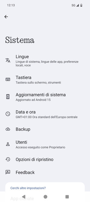 Seleziona Backup