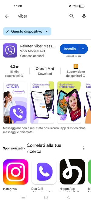 Seleziona l'applicazione