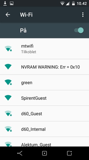 Du er nå koblet til Wi-Fi-nettverket
