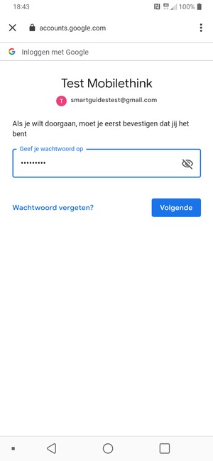 Voer uw wachtwoord in en selecteer Volgende