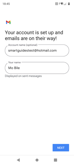 Give your account a name and enter your name. Select NEXT