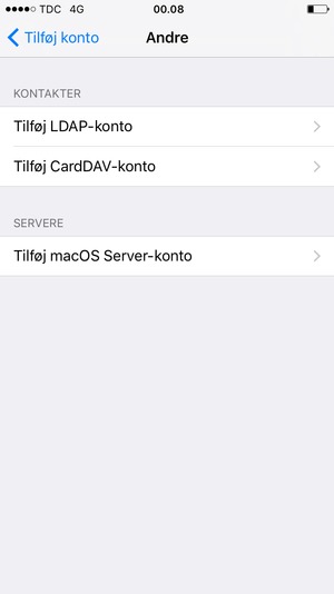 Vælg Tilføj CardDAV-konto