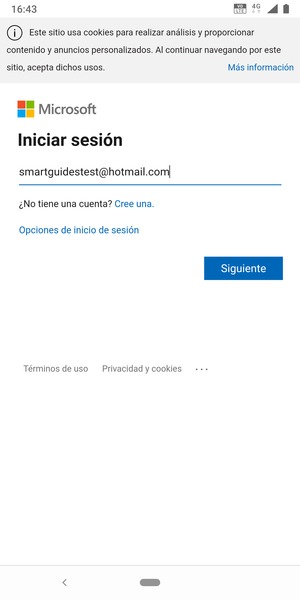 Introduzca su Dirección de correo electrónico y seleccione Siguiente