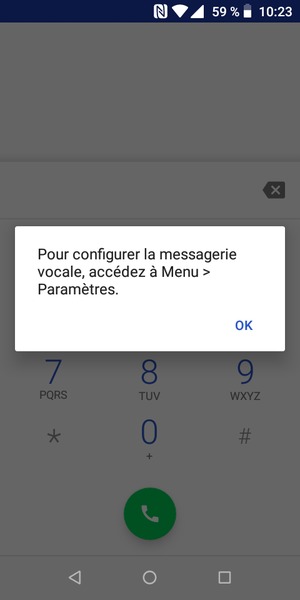 Si votre messagerie vocale n'est pas configurée, sélectionnez OK