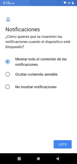 Seleccione la opción deseada y seleccione LISTO