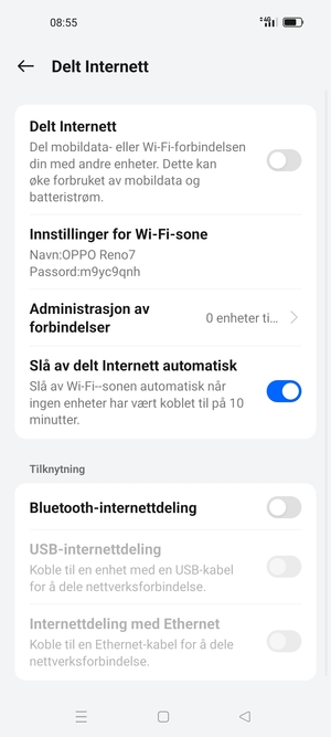 Velg Innstillinger for Wi-Fi-sone