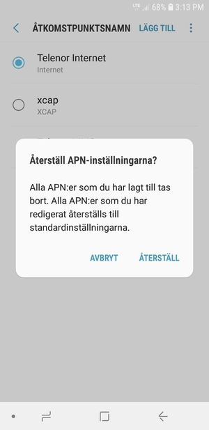 Välj ÅTERSTÄLL
