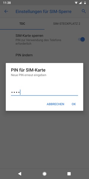Bestätigen Sie Ihre neue PIN der SIM-Karte und wählen Sie OK
