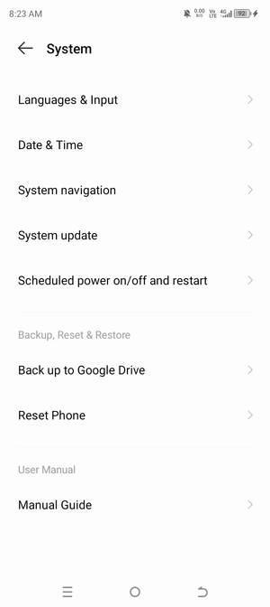 Scroll to and select System update
