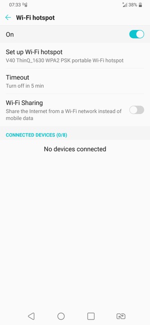 Your phone is now set up for use as a modem