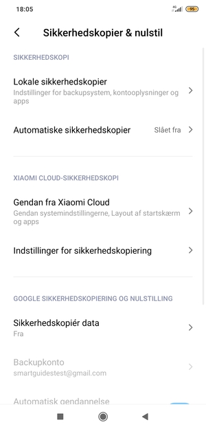 Vælg Sikkerhedskopiér data