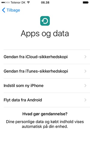 Gennemgå opsætningsassistenten igen, som du gjorde, da din telefon var ny.