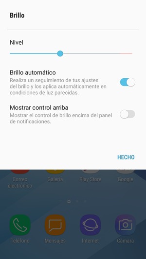 Active Brillo automático y seleccione HECHO