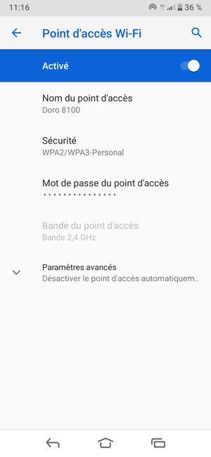 Votre téléphone est maintenant configuré pour être utilisé comme modem