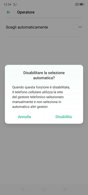 Seleziona Disabilita