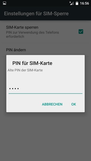 Geben Sie Ihre Alte PIN der SIM-Karte ein und wählen Sie OK