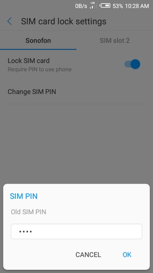 Enter your Old SIM PIN and select OK